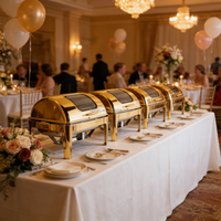 Plat de service multifonction en acier inoxydable pour hôtels et traiteurs, chauffe-plats de mariage, ensemble de buffet, chafing dish