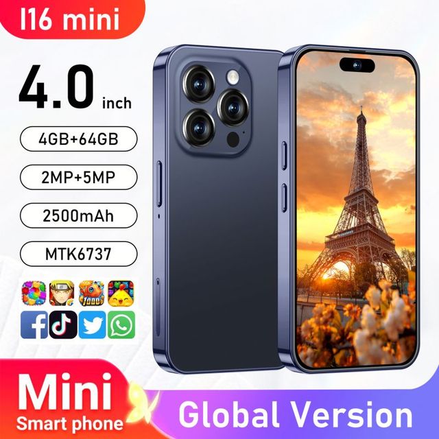 Mini Cute Children's I16 Mini Smartphone 5G Android 8.1 Dual SIM 4" HD LCD Screen 2MP+5MP Camera Facial Recognition Quick Charge