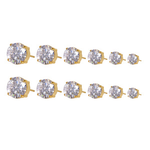 Sáng bóng 5A lớp siêu lấp lánh Zircon Stud Bông tai cho phụ nữ | prong-Set lỏng kim cương thiết kế bông tai không xỉn - Product Image 6