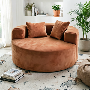 Contemporary <strong>Brown</strong> Modular Sectional Sofa Corduroy Fabric Memory Foam Circular Conversation Pit Seating for Apartment Office - Product Image 2