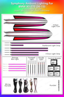Iluminación Ambiental Interior LED Symphony de 256 Colores para BMW X5/X6 E70/E71 2006-2013, Accesorios Decorativos