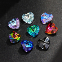 Nouvelle couleur, vente en gros, strass en verre cristal en forme de cœur de pêche, à trou unique, à coudre, à dos pointu, pour boucles d'oreilles DIY