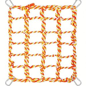 Petite cage pour animaux de compagnie : hamster, écureuil, perroquet – Filet d'escalade coloré tressé, jouet pour oiseaux, hamac, modèle multifonction mignon - Product Image 5