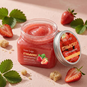Gommage corporel au sucre et à la fraise, naturel, personnalisé, pour une <span class=keywords><strong>peau</strong></span> lisse, douce, éclaircissante et blanchissante, marque privée - Product Image 1