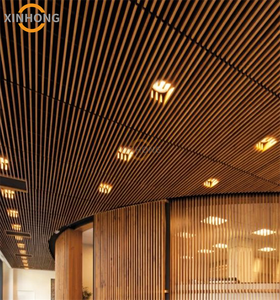 Hạt gỗ hiện đại chống cháy U Dải Trần <span class=keywords><strong>Pop</strong></span> nhôm slat tuyến tính căng trần nhôm plafond - Product Image 1