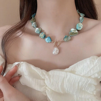 Collier ajustable style bohème pour femme, coquillage baroque, perle papillon, chaîne à maillons pour plage, station balnéaire, anniversaires