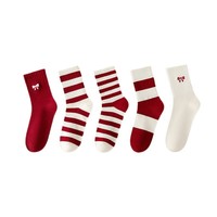 Chaussettes mi-mollet pour femmes en gros, chaussettes rayées d'automne et d'hiver, chaussettes en coton à nœuds