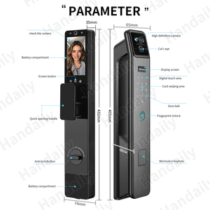 Verrouillage intelligent Tuya d'usine pratique avec 2 caméras carte de reconnaissance faciale 3D vocale russe déverrouillage de la paume des empreintes digitales pour la porte principale - Product Image 3