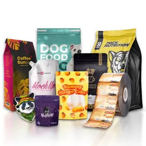 Custom Printed Aluminum Foil Food Snack Packaging Bag Mylar Bag Coffee Packaging Stand Up Paper Pouch Spout Pouch Roll Stock