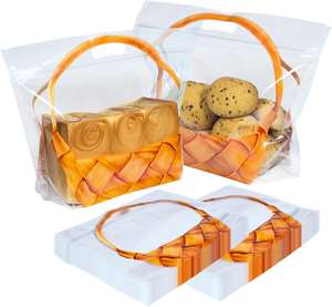 ถุงขนมปังพลาสติก PE ใสพร้อมที่จับถุงซิปใช้ซ้ำได้สำหรับบรรจุภัณฑ์ก้อนพิมพ์ลายเกรวี่สำหรับมันฝรั่งทอดซูชิพิซซ่านม - Product Image 6