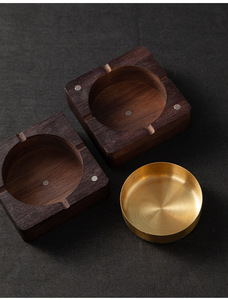 Modern Design Wood and Metal <b>Ashtray</b> Removable Stainless Steel Liner Tobacco Smoking Ash Holder Premium Decorative <b>Ashtray</b> - Product Image 6