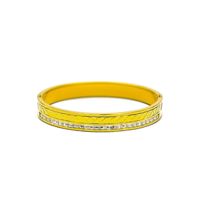 Bracelet tendance en acier inoxydable 316L plaqué or PVD avec incrustation de cristaux pour femme - Product Image 2