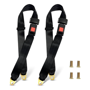 Ceinture de sécurité universelle à 2 points, 2 pièces, noire avec boucle rouge pour la sécurité du véhicule - Product Image 2