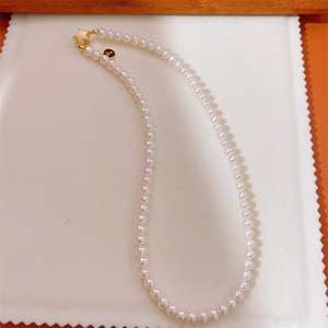 Zhuji Pearl Wholesale T Home Collection Exquisite <b>Magnetic</b> Buckle Freshwater Pearl Necklace Round Shape with Slight Flaw - Product Image 3