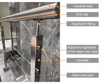 HDSAFE Kit de garde-corps de câble métallique de balcon en acier inoxydable Balustrade Main courante de pont résidentielle d'appartement Main courante pour rampe d'escalier