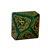 En stock, Vente chaude : Ensemble de dés polyédriques faits main de 16 mm, gravés sur mesure, motif œil de chat vert D20 D6, avec boîte, pour jeux de rôle DND