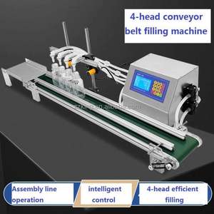 Machine de remplissage semi-automatique de bureau à 4 têtes pour bouteilles en plastique et en verre, liquides et huiles, avec convoyeur, pour boissons et jus - Product Image 6