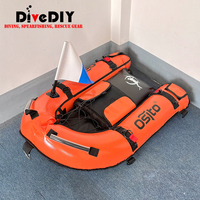 Bateau de plongée gonflable pour la pêche sous-marine avec 3 compartiments, plateforme de plongée en PVC renforcé avec pompe à air et drapeau de plongée, robuste