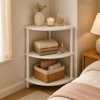 Étagère d'angle Turn-N-Tube à un niveau, en fer moderne, détachable et pliable, pour salon, bureau à domicile, garage, blanc
