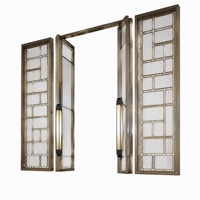 Paravent vertical doré avec découpes en arc circulaire, séparateur de pièce, garde-corps d'escalier, LED personnalisée