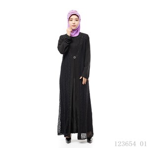 Femmes Polyester Abaya Perceuse Chaude Dentelle Robe Musulmane pour Culte Islamique Dropshipping & OEM Spot Vente En Gros <span class=keywords><strong>Tapisserie</strong></span> Coton Conception - Product Image 6