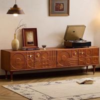Meuble TV vintage en bois de noyer réglable et mobile pour salon – Meuble TV moderne avec armoire