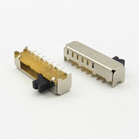 Interrupteur à glissière horizontal sans court-circuit, petite taille, DPDT, course de 2,5 mm, plaqué argent, borne à souder, 0,3 A, 30 V CC, fer KD