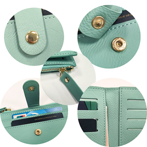 Женский роскошный мини-кошелек из кожи с RFID-защитой, брелоком, держателем для карт, на молнии, короткие модели, подкладка из полиэстера - Product Image 6