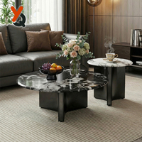 Italienischer Moderner Natürlicher Marmor Runder Couchtisch Luxuriöser Hochwertiger Wohnzimmertisch für Zuhause Hotel Apartment Anpassbar