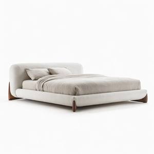Base de Cama King Size de Madera Sólida, Tapizada en Tela Bouclé Orgánica, Estilo Escultural, Muebles Minimalistas Nórdicos - Product Image 3