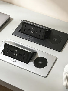 Escritorio Empotrado de Aluminio con Carga Inalámbrica y WIFI Integrado para Oficinas y Mesas de Trabajo - Product Image 4