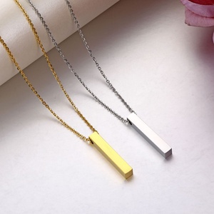 Free Sample Stylish Custom Engraved Dainty Gold Filled Bar Necklace - Product Image 4