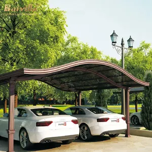 Outdoor 2 Car Metal Carport Aluminium Garages Carport For Parking Polycarbonate Arched Roof Waterproof Metal Garage Carport