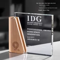 Plaque de trophée en bois et cristal personnalisée |   Gravure personnalisée créative pour récompense de réunion annuelle et cadeau d'autorisation d'agent commercial