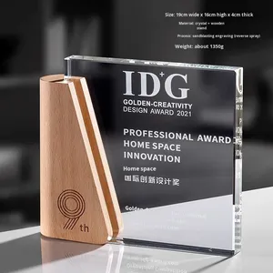 Custom Crystal Wood Trophy Plaque | Creative <strong>Personalized</strong> Engraving for Annual Meeting Award &amp; Business Agent Authorization <strong>Gift</strong> - Product Image 6