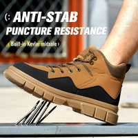 Bottes de sécurité à embout en acier de norme européenne, en cuir microfibre, résistantes à l'usure, pour hommes, grandes tailles, anti-perforation