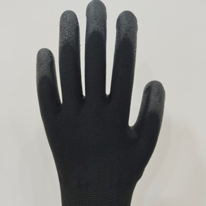 Guantes de trabajo con forro de poliéster de calibre 13, dedos de Palma recubiertos de <span class=keywords><strong>PU</strong></span>, agarre antideslizante para mecánicos de construcción, manejo de almacenes - Product Image 1