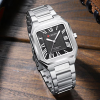 Montre à quartz classique pour homme CURREN 8482, design carré vintage, cadran avec chiffres romains, style business, aiguilles luminescentes