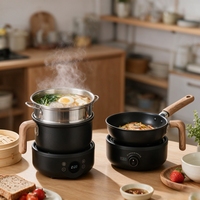 Elektrischer Hotpot Multifunktionaler Trennbarer Kocher mit Glasdeckel für Haushalt, Hotel, Wohnmobil und Outdoor-Nutzung