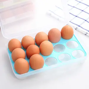 キッチン用品15グリッドボックスポータブル冷蔵庫収納ボックス食品容器プラスチック卵トレイホルダーキッチンオーガナイザー