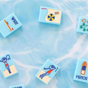Conjunto de Mahjong Americano com 166 Peças, Estilo Retrô Costeiro, Guarda-sol de Praia com Topiaria, Acrílico, OEM - Product Image 2