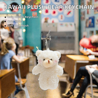 Porte-monnaie en peluche douce en forme d'ours, porte-clés, pendentif de sac en forme de poupée 3D de dessin animé, cadeau portable pour l'école