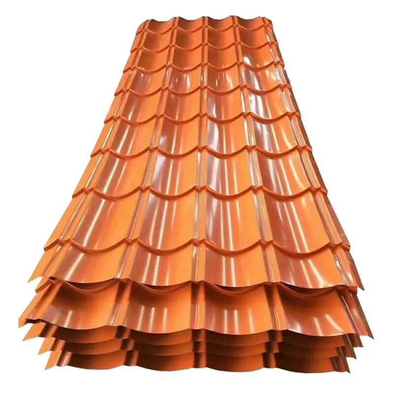 Renk kaplı GI oluklu çatı levhaları PPGI galvanizli oluklu demir sac çinko Metal çatı kaplama levhası
