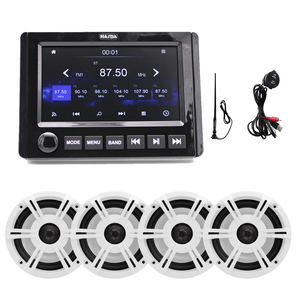เครื่องเล่น MP5 AV หน้าจอสัมผัสขนาดใหญ่ 7 นิ้ว ควบคุมระดับเสียงแบบแบ่งโซน รองรับ Carplay รุ่น H-305+4 ชิ้น ขนาด 6.5 นิ้ว IP66 สำหรับเรือยอชท์ - Product Image 5