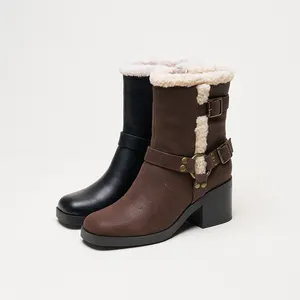 新款冬季PCU模底女式雪域时尚厚底圆头羊绒短靴