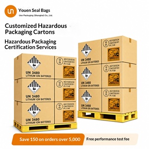 Cartons en carton ondulé personnalisés pour marchandises dangereuses - Emballage marqué Classe de danger 9 - Boîtes pour batteries lithium-ion pour <span class=keywords><strong>3480</strong></span> - Product Image 1