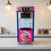 Machine à glace verticale à trois saveurs, haute efficacité, capacité de production de 25L/h, 100KG, pour stand alimentaire
