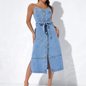 <span class=keywords><strong>Robe</strong></span> en <span class=keywords><strong>jean</strong></span> délavé pour <span class=keywords><strong>femme</strong></span> avec poches obliques et boutons sur le devant, nouvelle collection de robes décontractées en <span class=keywords><strong>jean</strong></span> pour femmes - Product Image 1