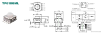 Interrupteur tactile Taktile Taster TP618GML 228EMV étanche, éclairé, LED SMD, 7,2*6,8 mm, IP67, catégorie de produit : interrupteurs