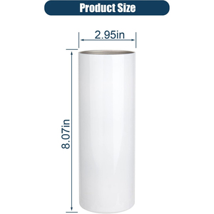 Vasos de sublimación rectos y delgados de acero inoxidable de doble pared con aislamiento, blancos, de 20 oz, con pajita, para almacén - Product Image 2